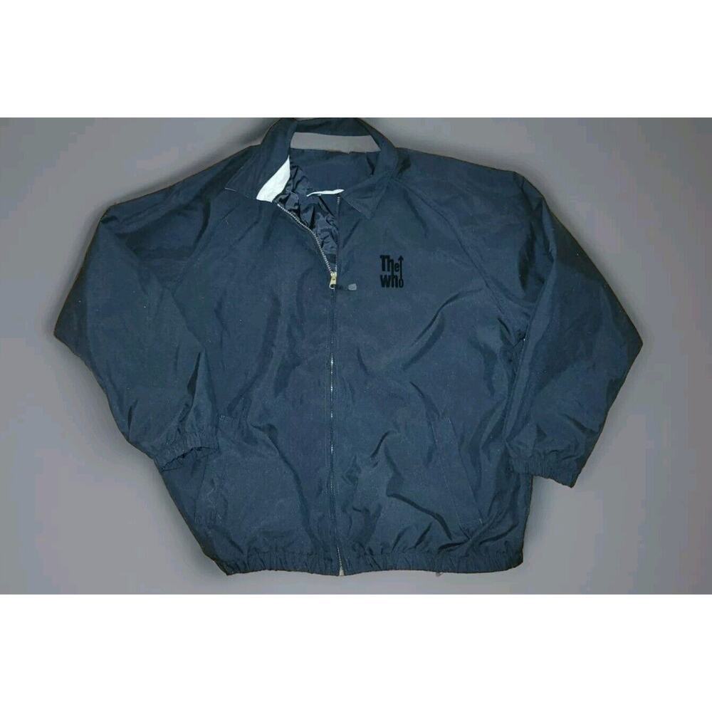 Vintage The Who Tour Bomber Jacket Black Lightweight Size L Rock